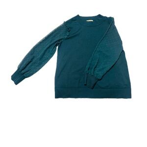 Teal Crewneck Top with Transparent Sleeves